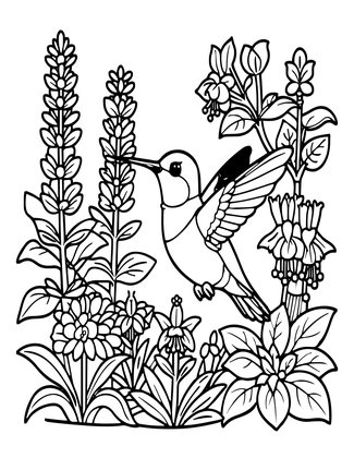 Garden Scene - Free printable coloring page