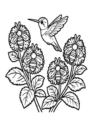 Bee Balm - Free printable coloring page
