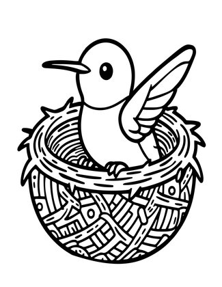 Chick in Nest - Free printable coloring page