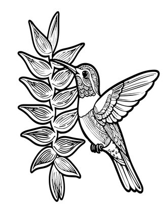 Heliconia - Free printable coloring page