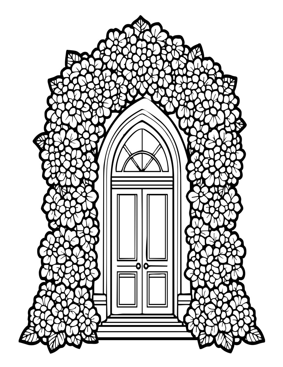 Hydrangea Wedding - free printable coloring page