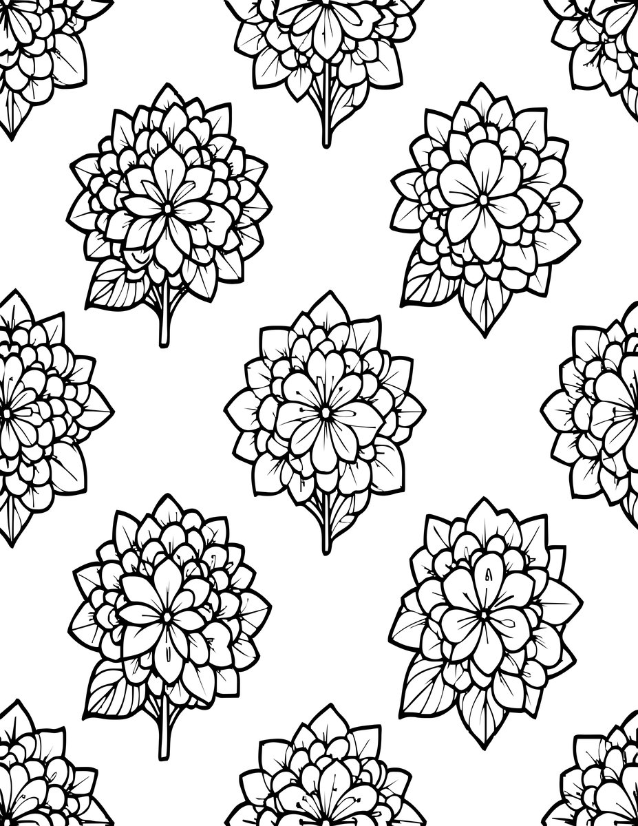 Hydrangea Pattern - free printable coloring page