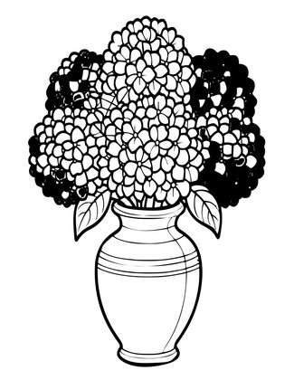 Hydrangea in Vase - Free printable coloring page