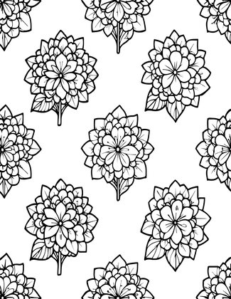 Hydrangea Pattern - Free printable coloring page