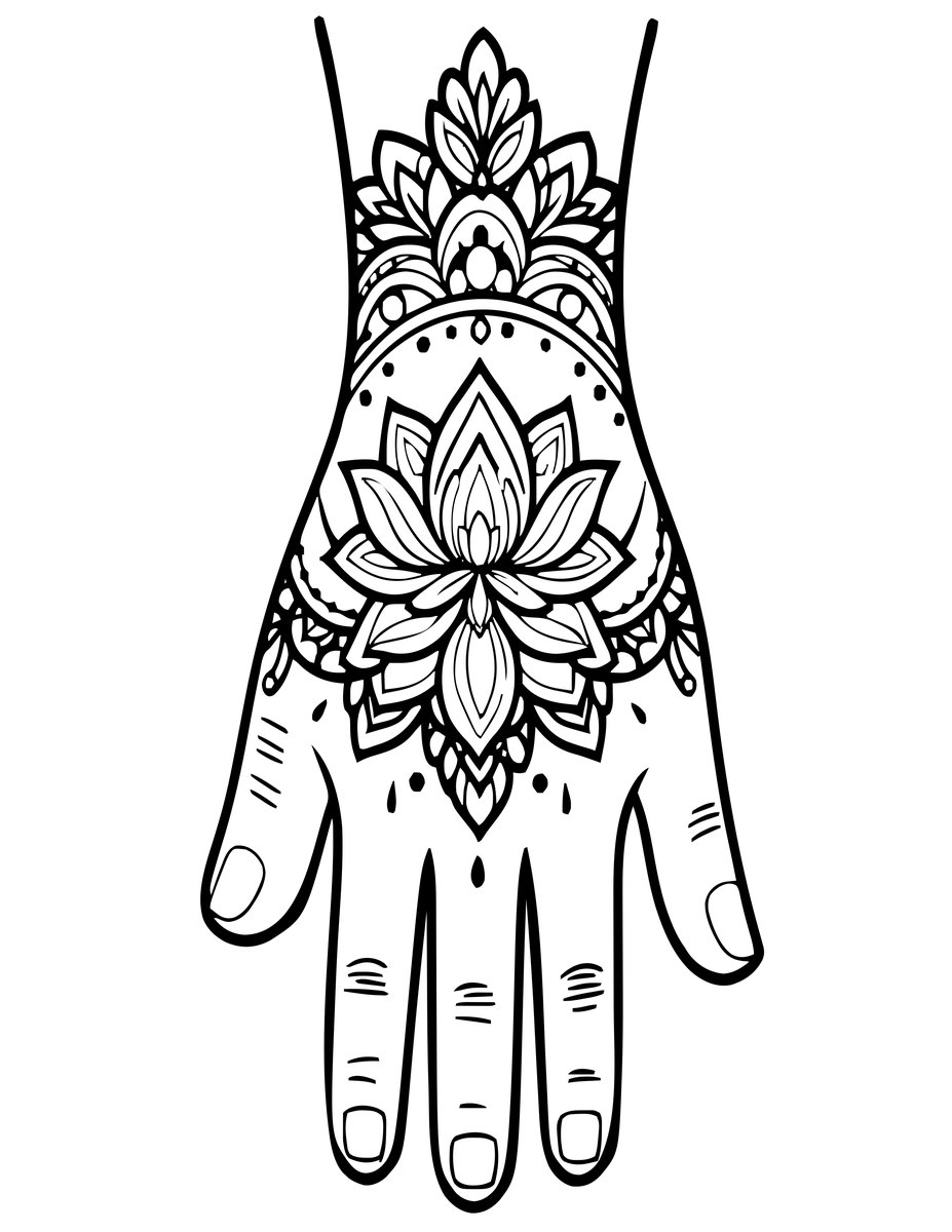 Lotus Wrist - free printable coloring page