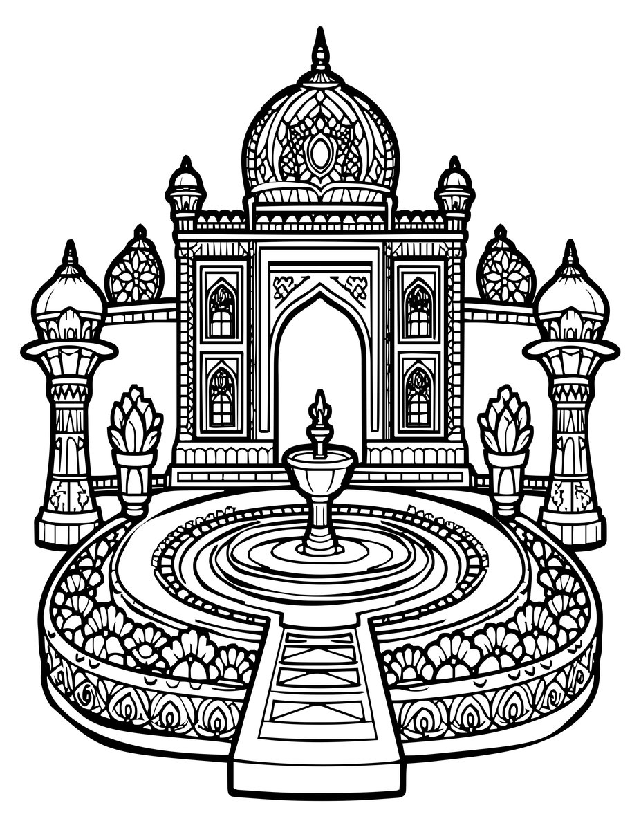 Mughal Garden - free printable coloring page