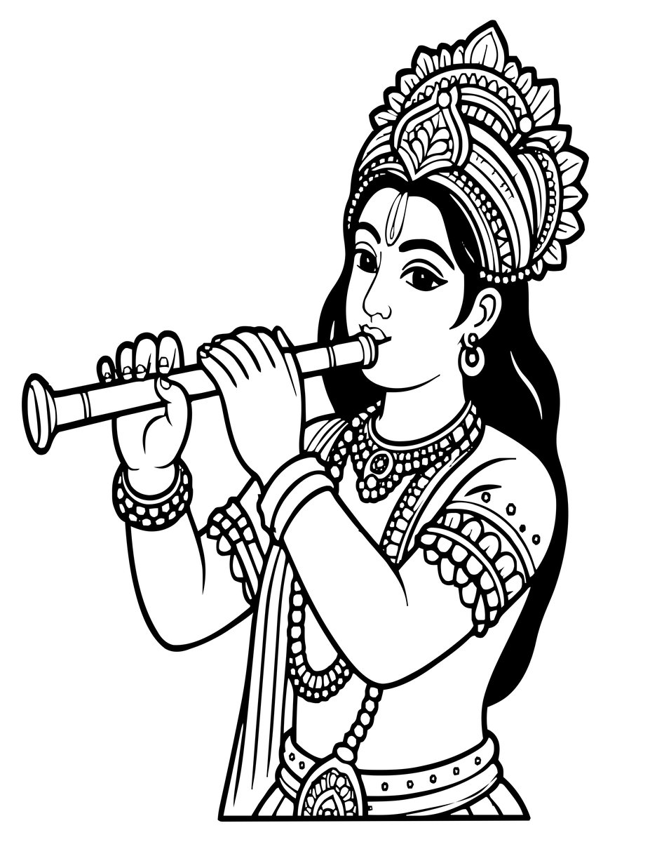 Krishna Motif - free printable coloring page