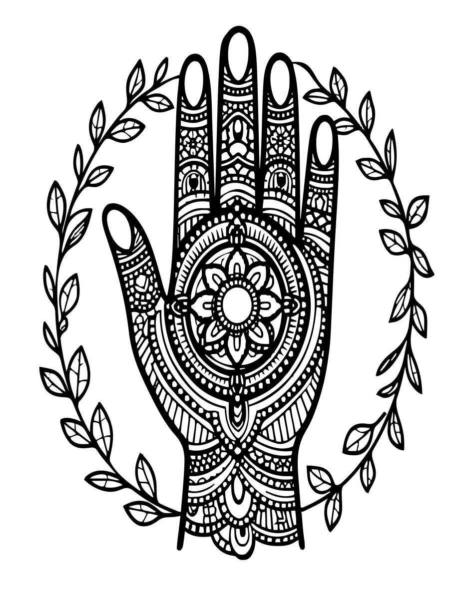 Bridal Back Hand - free printable coloring page