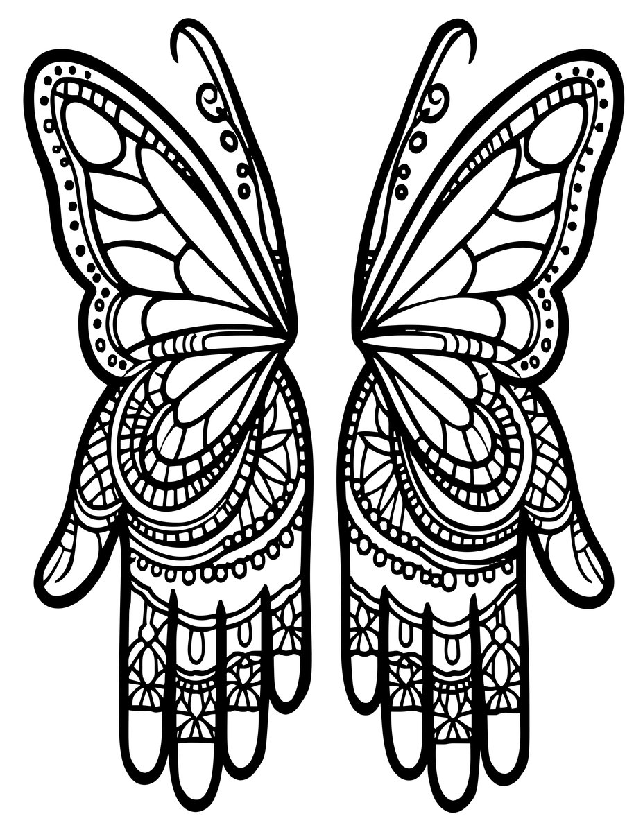 Butterfly Mehndi - free printable coloring page