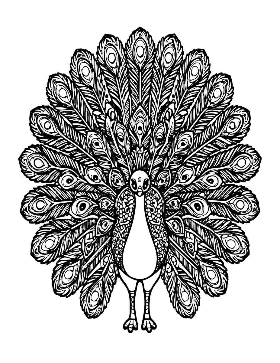 Peacock Design - free printable coloring page