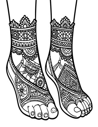 Bridal Feet - Free printable coloring page