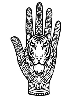 Tiger Design - Free printable coloring page