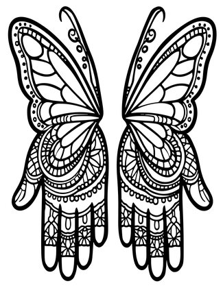 Butterfly Mehndi - Free printable coloring page