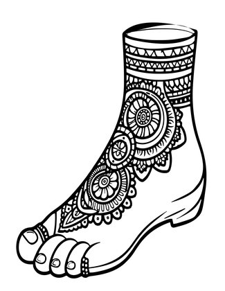 Foot Mehndi - Free printable coloring page