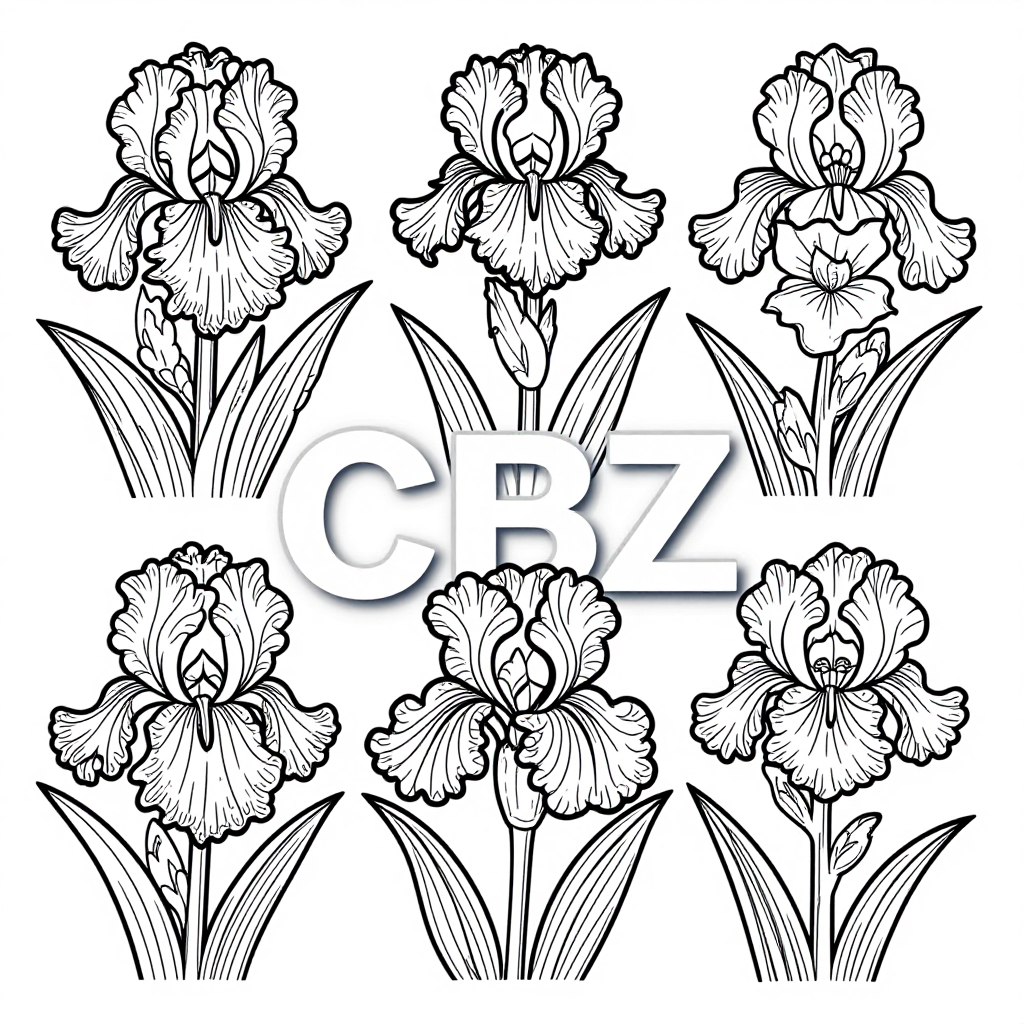 Iris Gladiolus coloring pages collection - 30 free printable pages