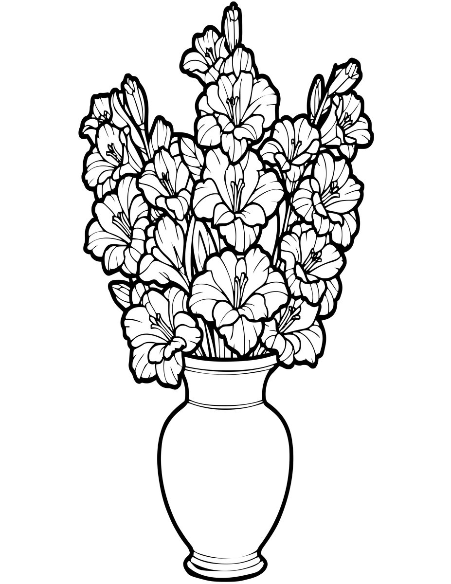 White Gladiolus - free printable coloring page
