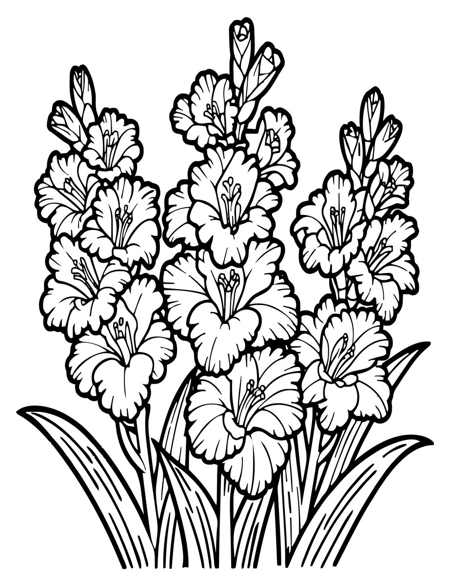 Gladiolus Festival - free printable coloring page