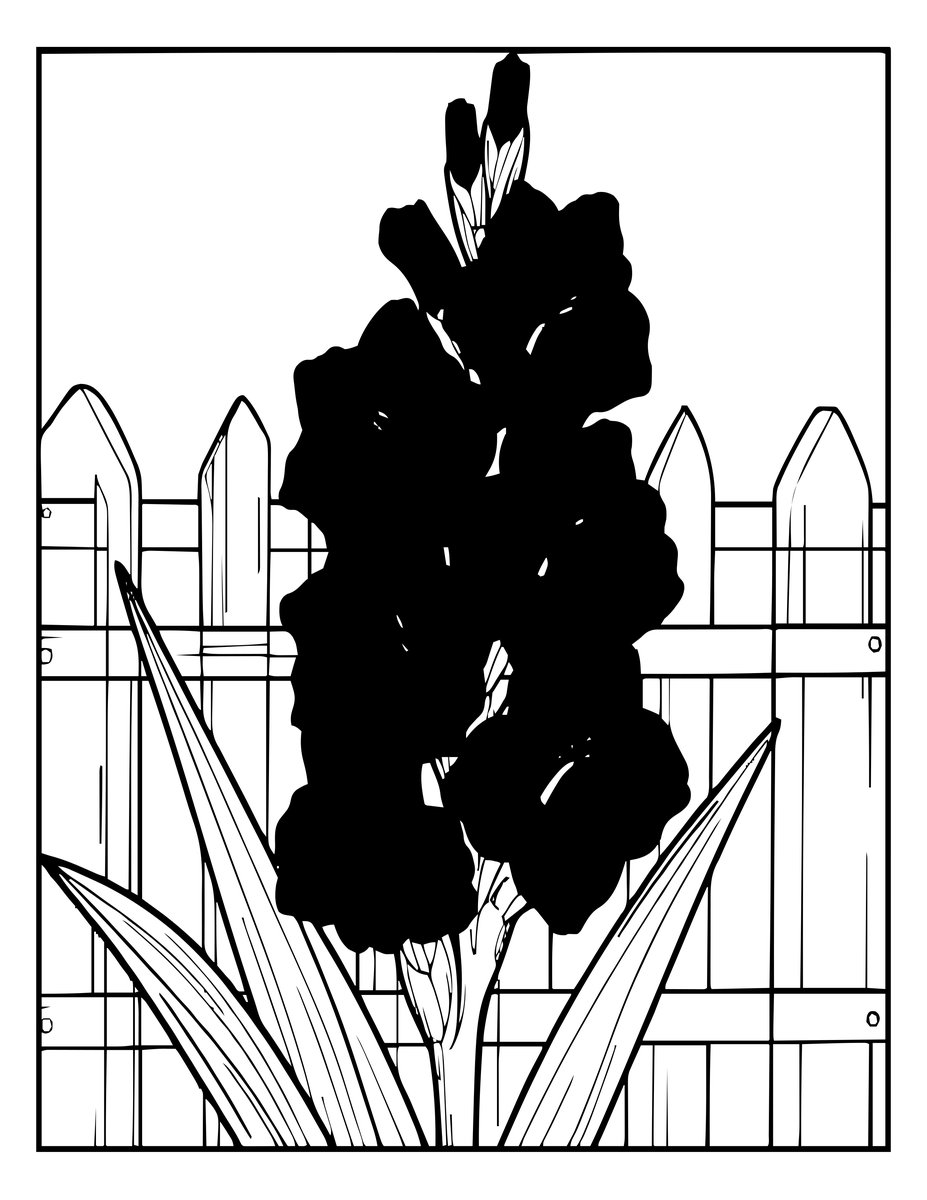 Red Gladiolus - free printable coloring page