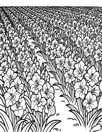 Gladiolus Field - Free printable coloring page
