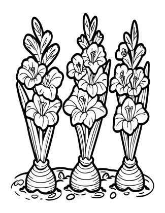 Gladiolus Corm - Free printable coloring page