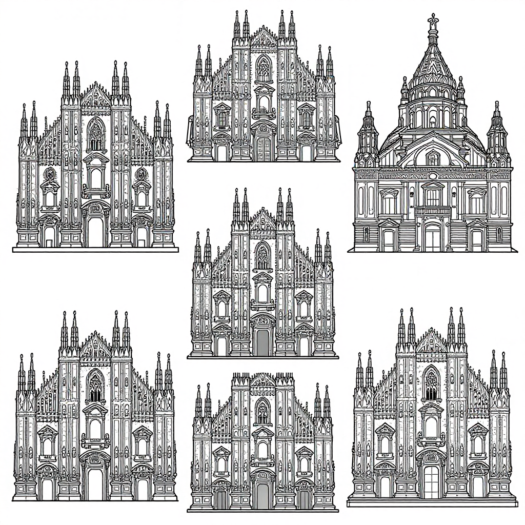 Italian Architecture coloring pages collection - 30 free printable pages