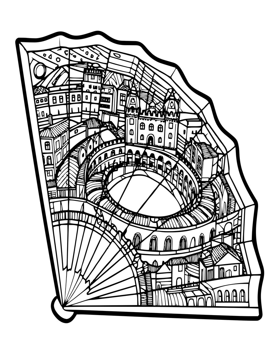 Siena Piazza - free printable coloring page