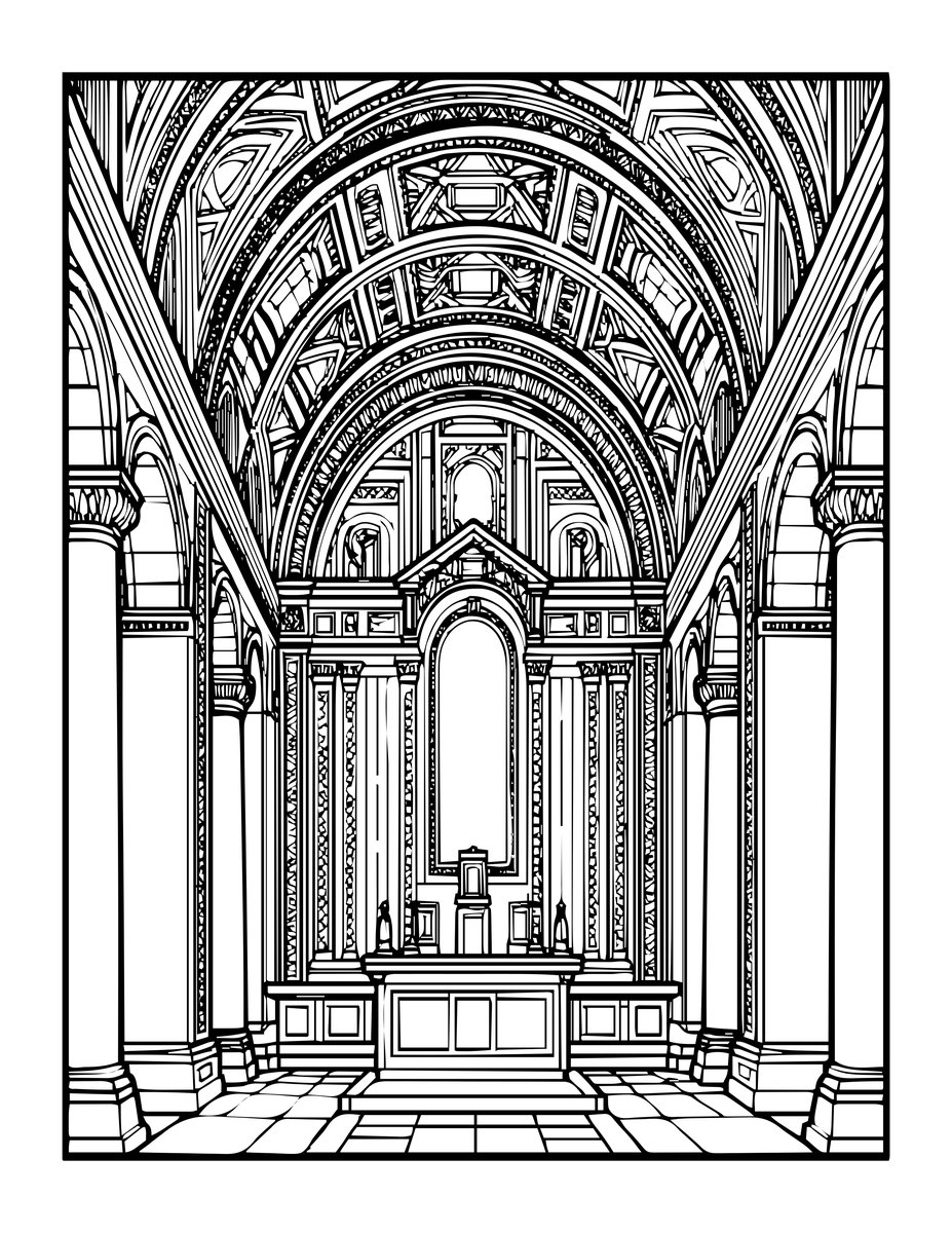 Sistine Chapel - free printable coloring page