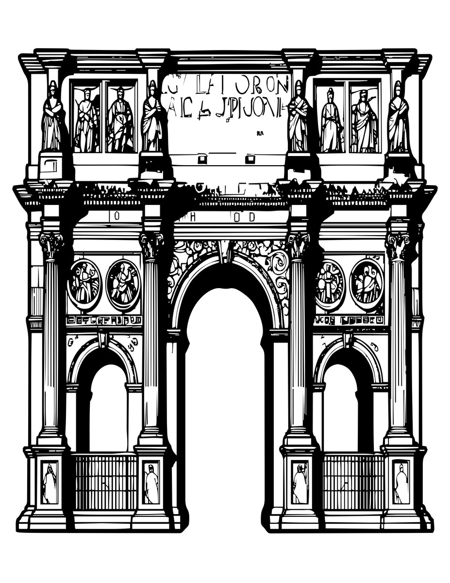 Roman Triumphal Arch - free printable coloring page