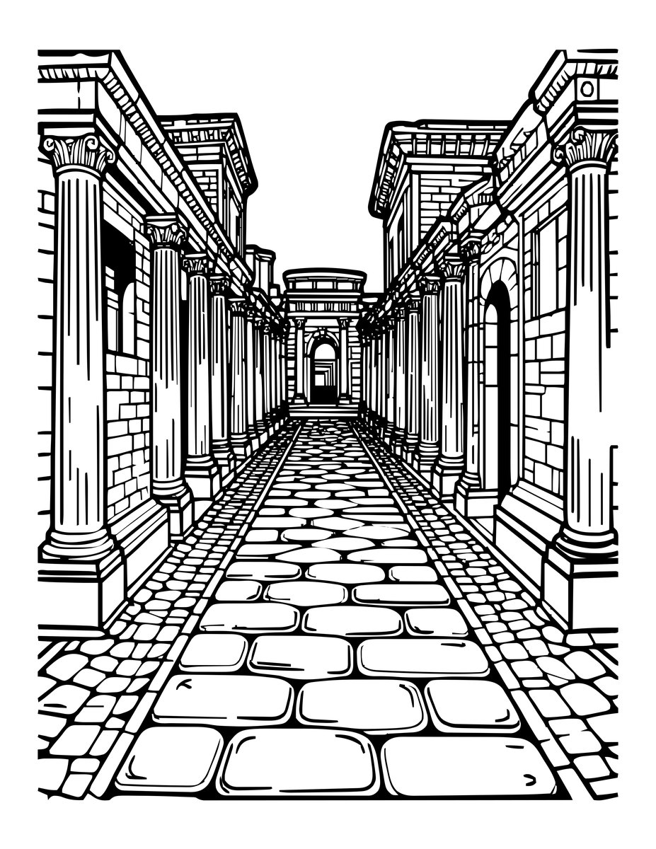 Pompeii Street - free printable coloring page