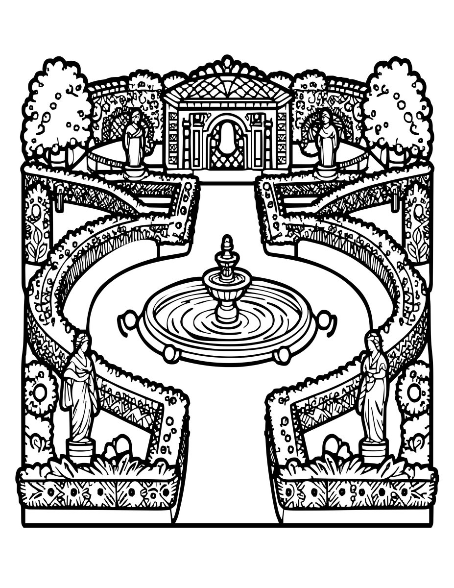 Italian Garden - free printable coloring page