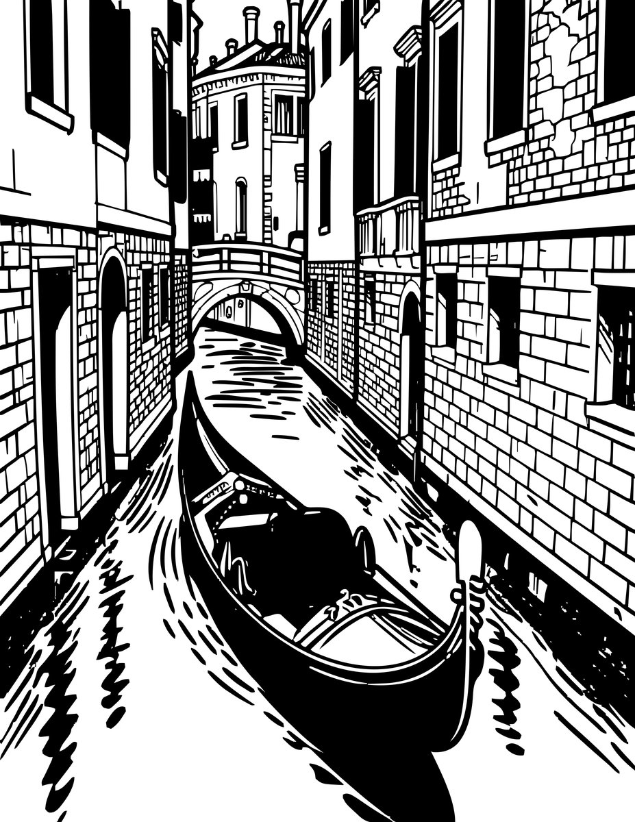 Gondolier - free printable coloring page