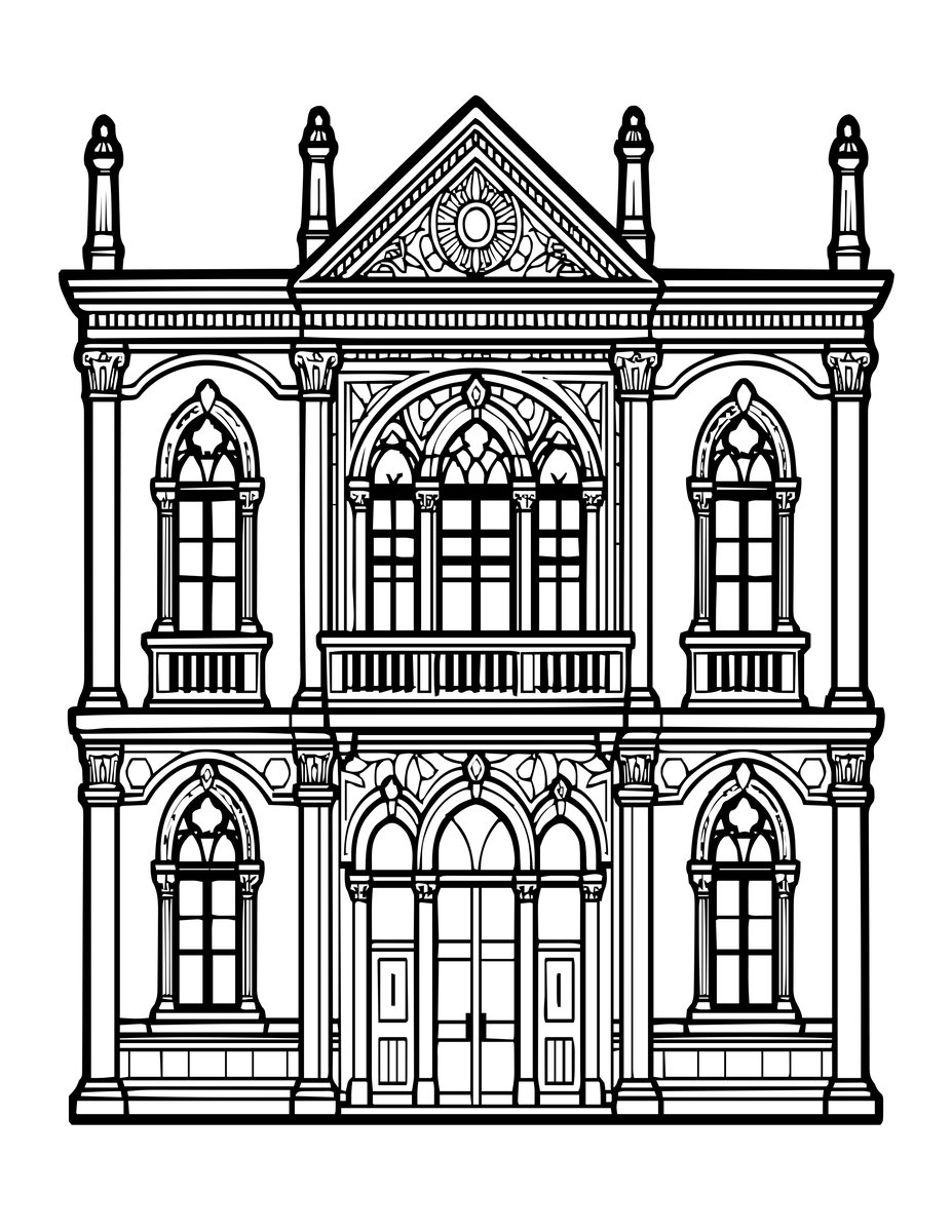 Venetian Palace - free printable coloring page