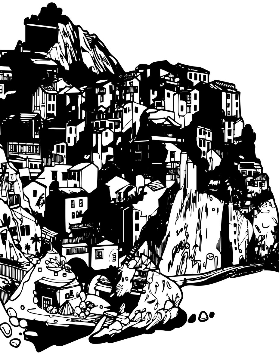 Cinque Terre - free printable coloring page