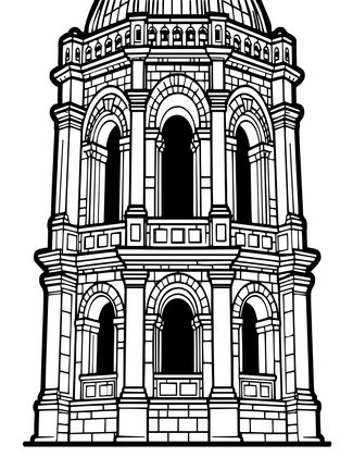Italian Bell Tower - Free printable coloring page