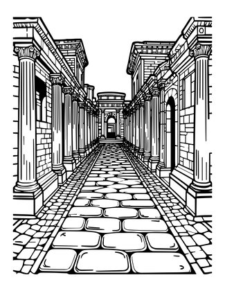 Pompeii Street - Free printable coloring page