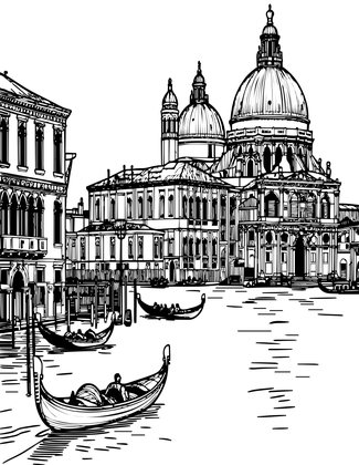 Venice Canal - Free printable coloring page