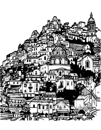 Positano - Free printable coloring page