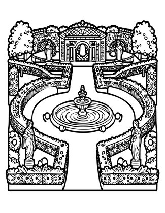 Italian Garden - Free printable coloring page