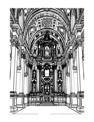 Baroque Church Interior - Free printable coloring page