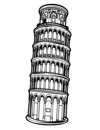 Leaning Tower of Pisa - Free printable coloring page