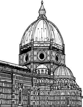 Florence Cathedral - Free printable coloring page