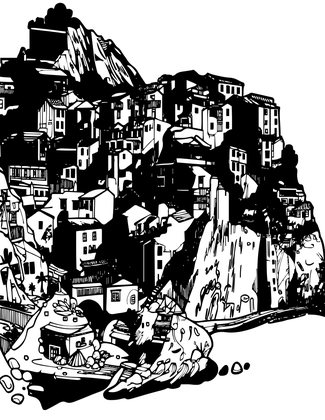 Cinque Terre - Free printable coloring page