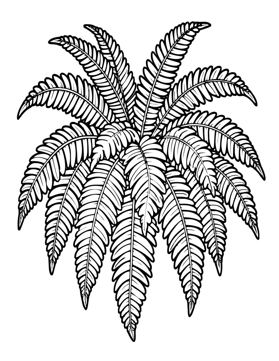 Boston Fern - free printable coloring page