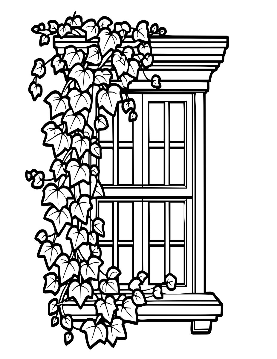 Ivy and Window - free printable coloring page