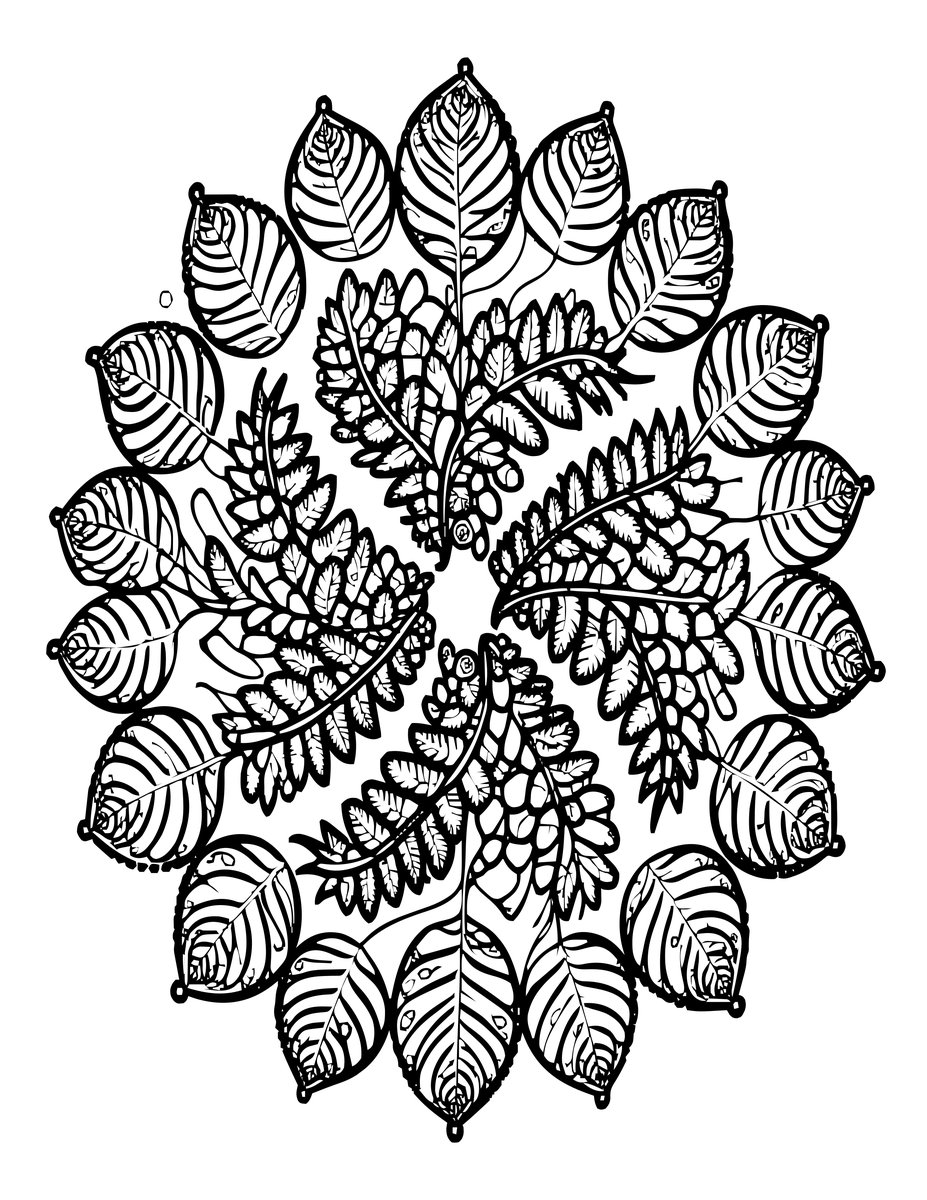 Fern Fractal - free printable coloring page