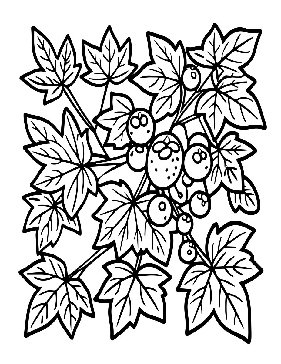 Ivy Botanical Study - free printable coloring page