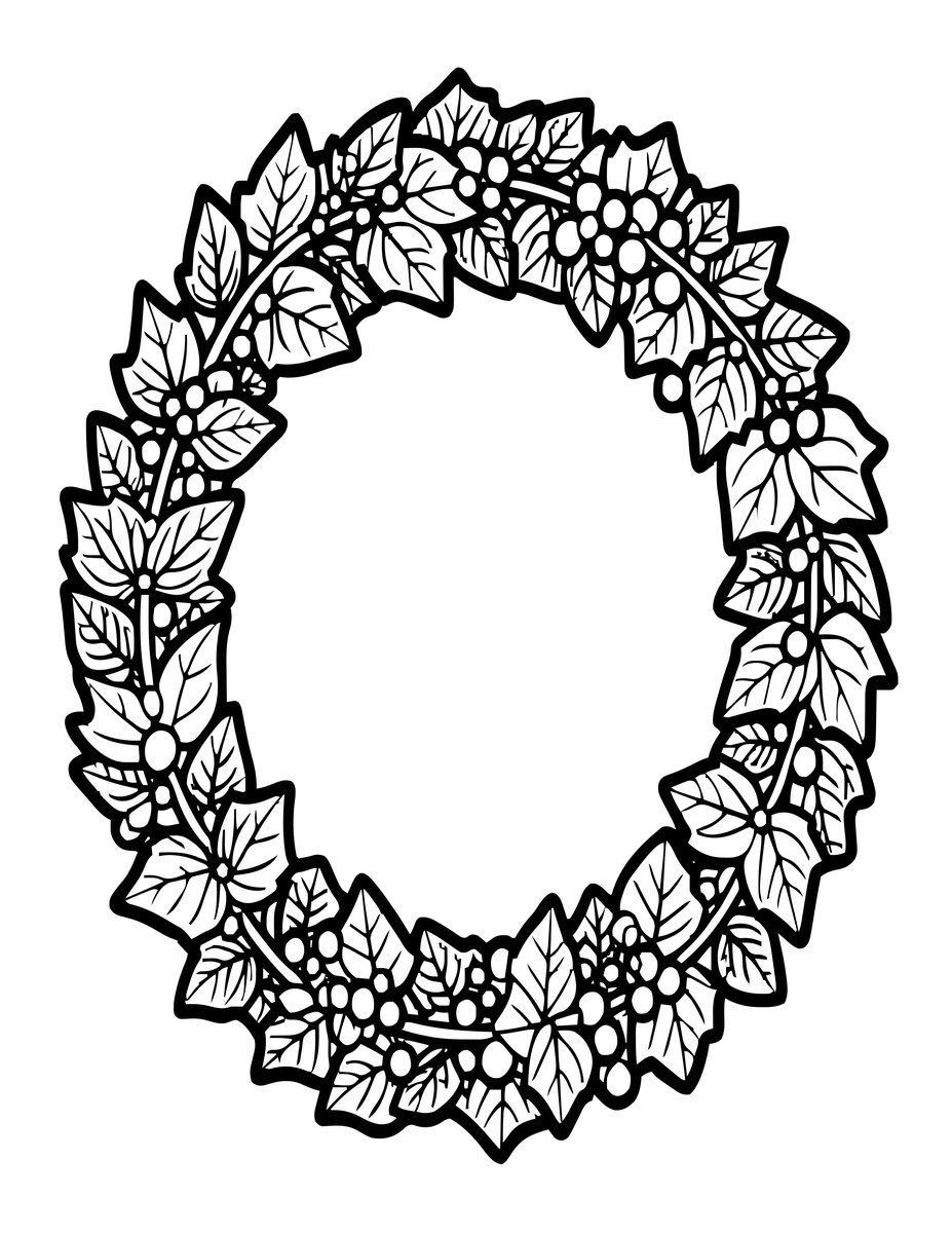 Ivy Wreath - free printable coloring page