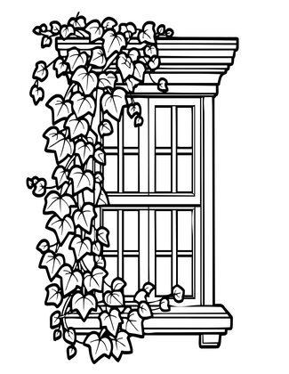 Ivy and Window - Free printable coloring page
