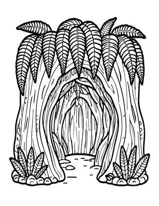 Fern Grotto - Free printable coloring page
