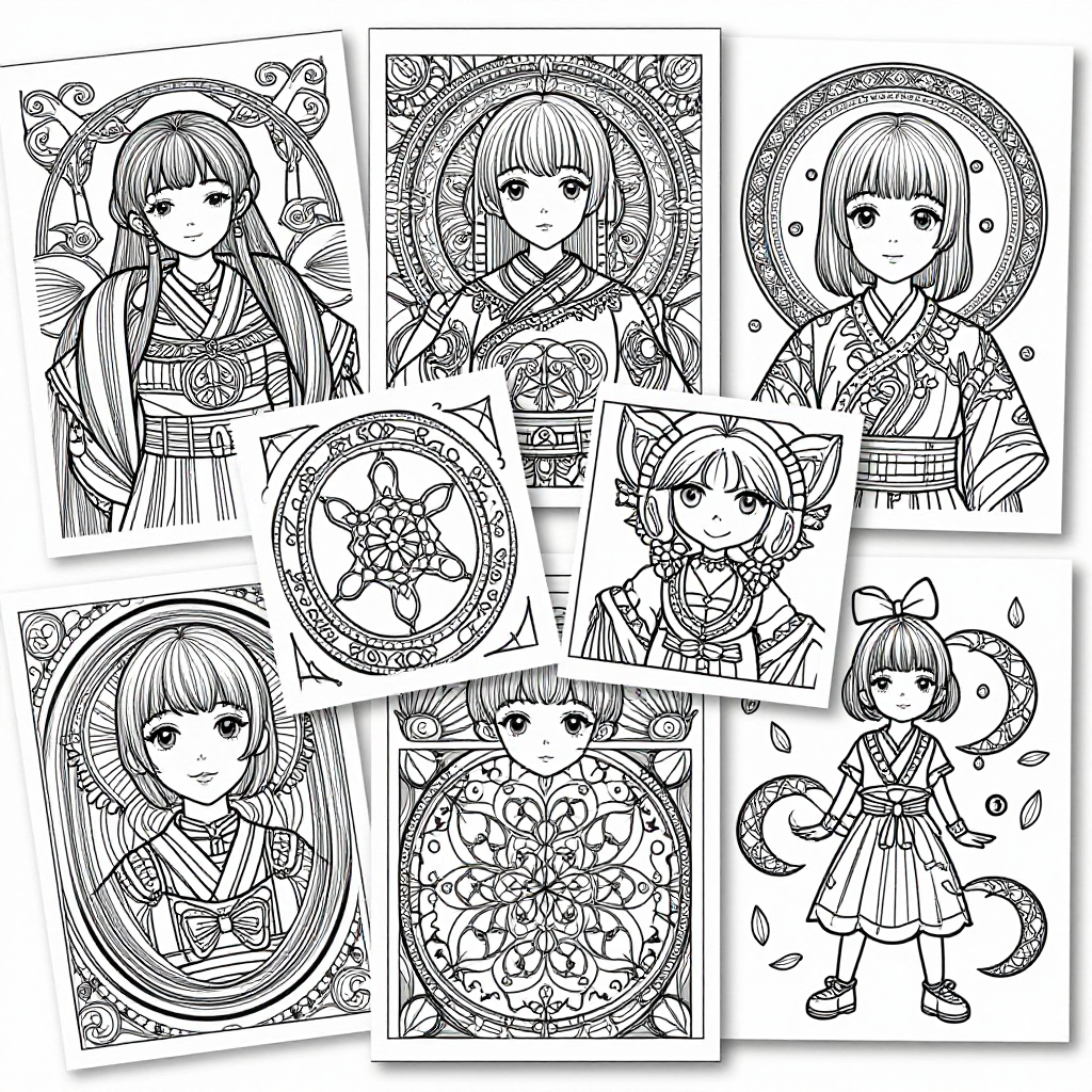 Japanese Art coloring pages collection - 40 free printable pages